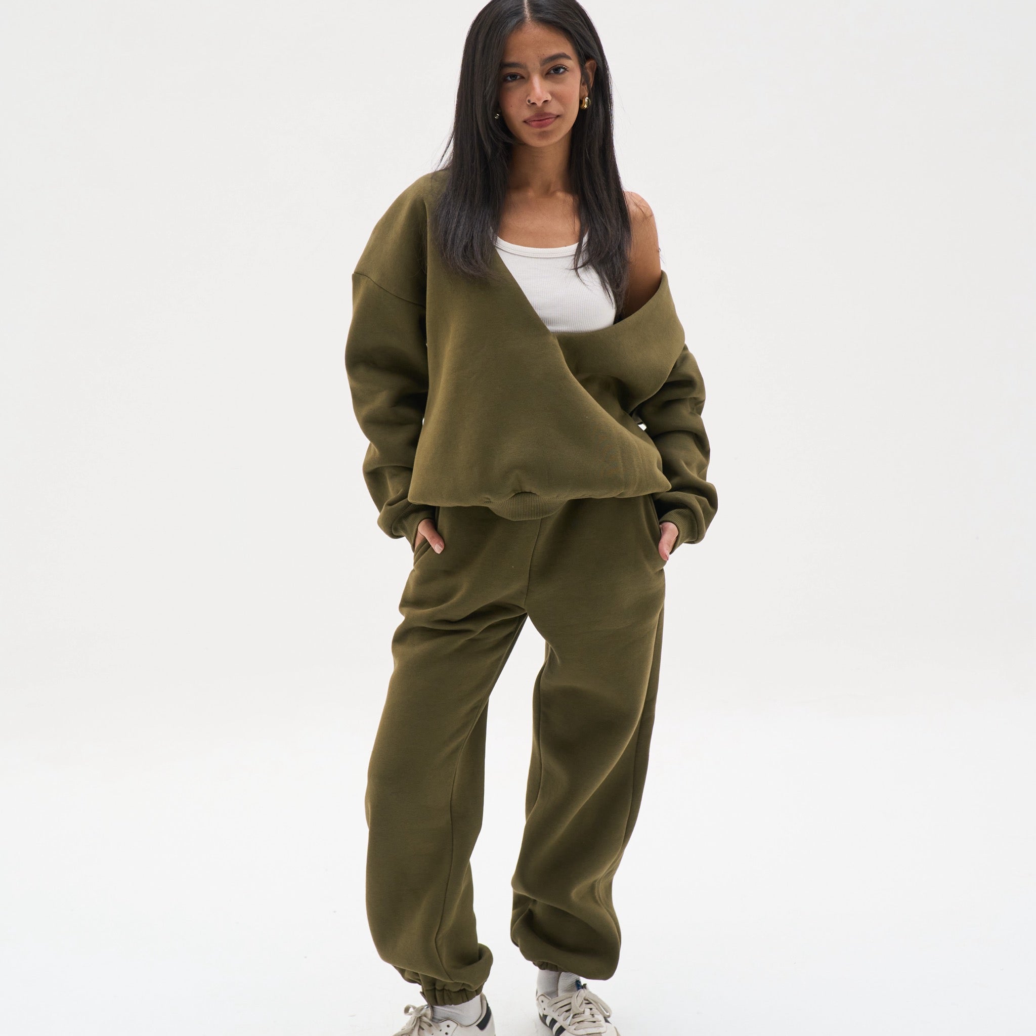 Off-Shoulder Olive Vibes Set