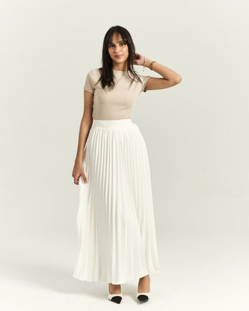 Flowy Pleated White Skirt