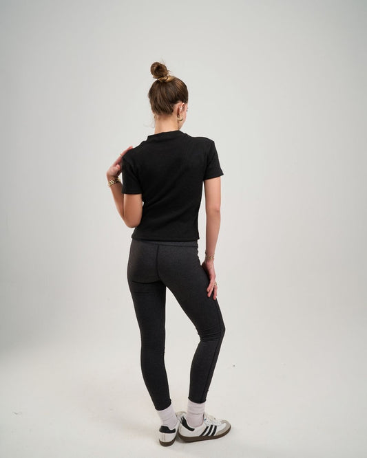 Half Sleeve Cotton Rib in Black