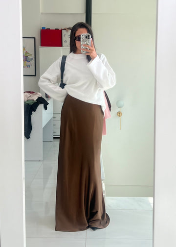 Brown Satin Skirt