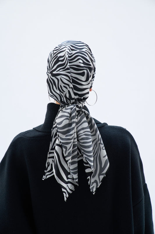 Zebra Satin Scarf (Pre-Order)