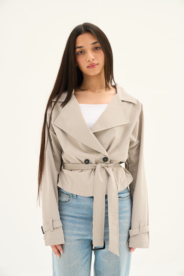 Beige Mini Trench Jacket (Pre-Order)