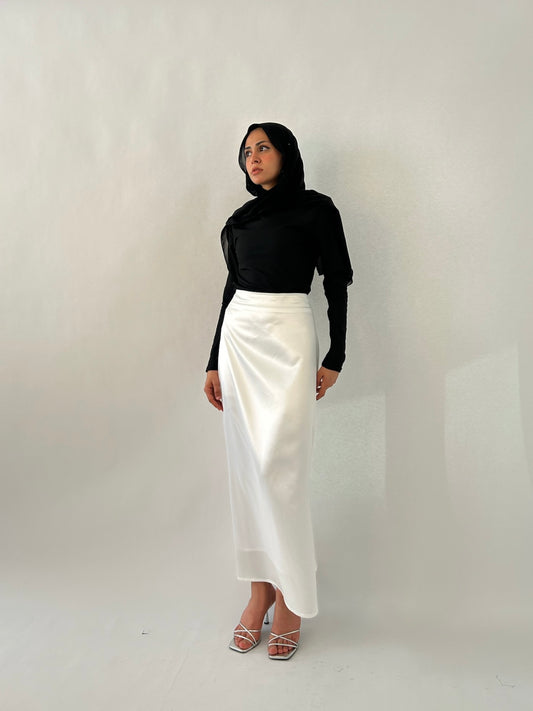 Basic Satin White Skirt