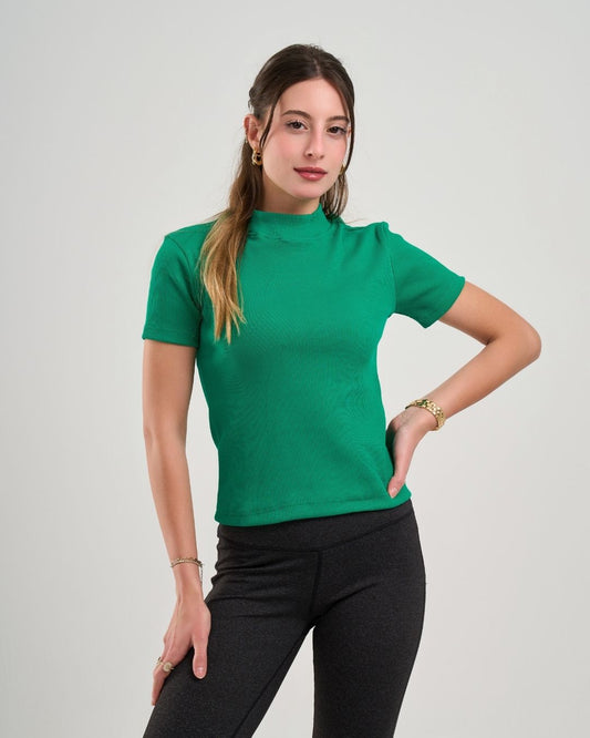 Half Sleeve Cotton Rib in green