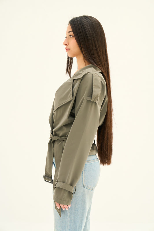 Olive Mini Trench Jacket (Pre-Order)