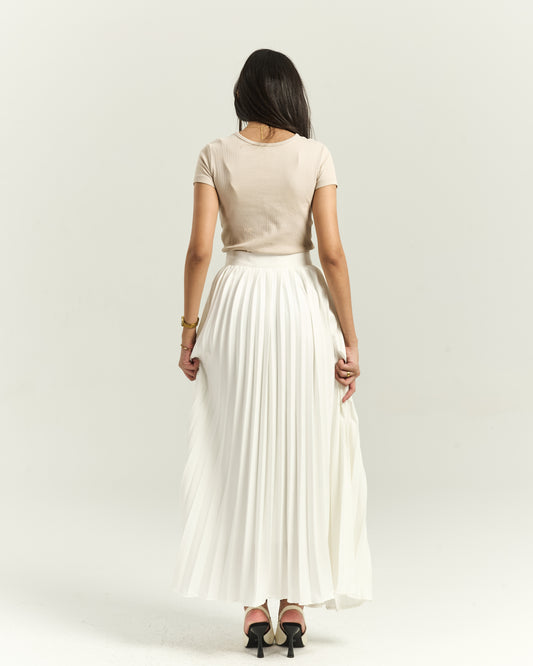 Flowy Pleated White Skirt