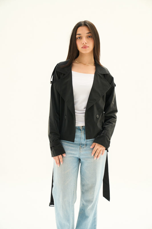 Black Mini Trench Jacket (Pre-Order)