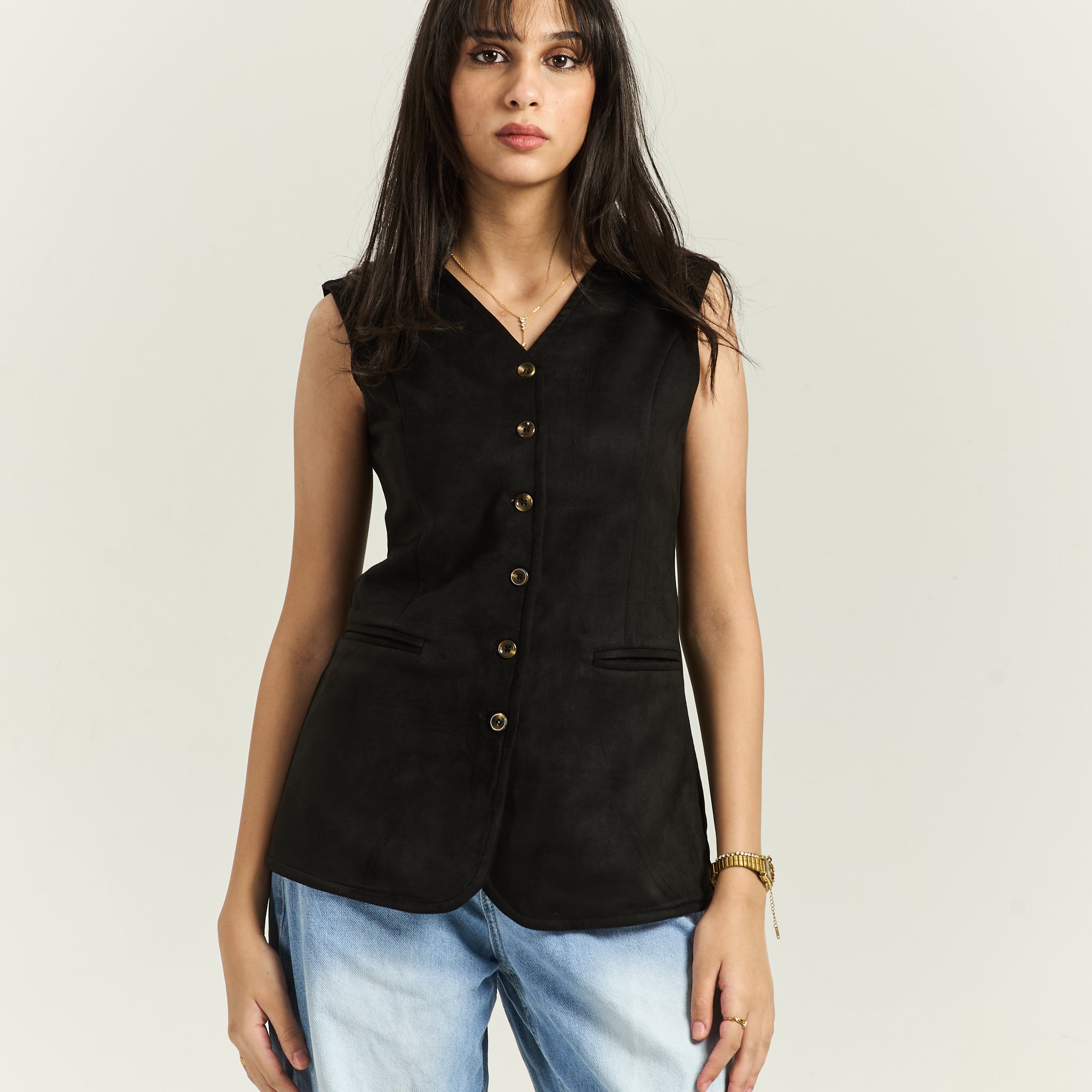 Suede Black Vest