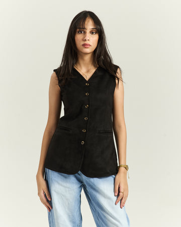 Suede Black Vest