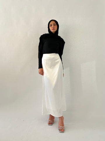 Basic Satin White Skirt