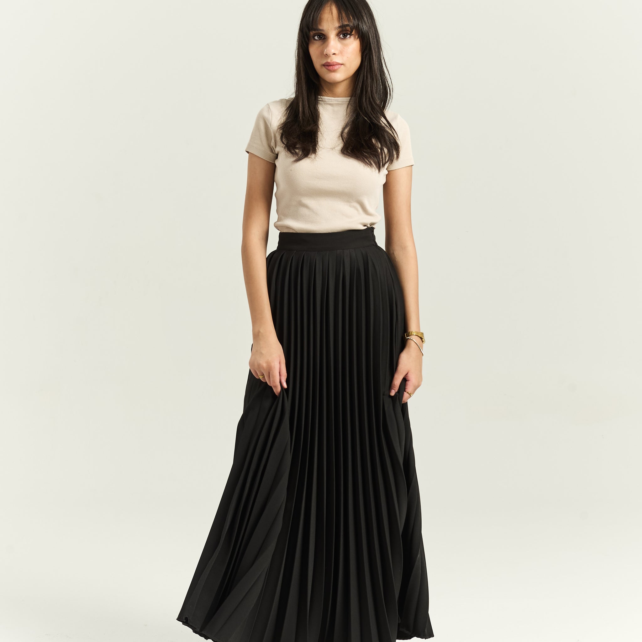 Flowy Pleated Black Skirt