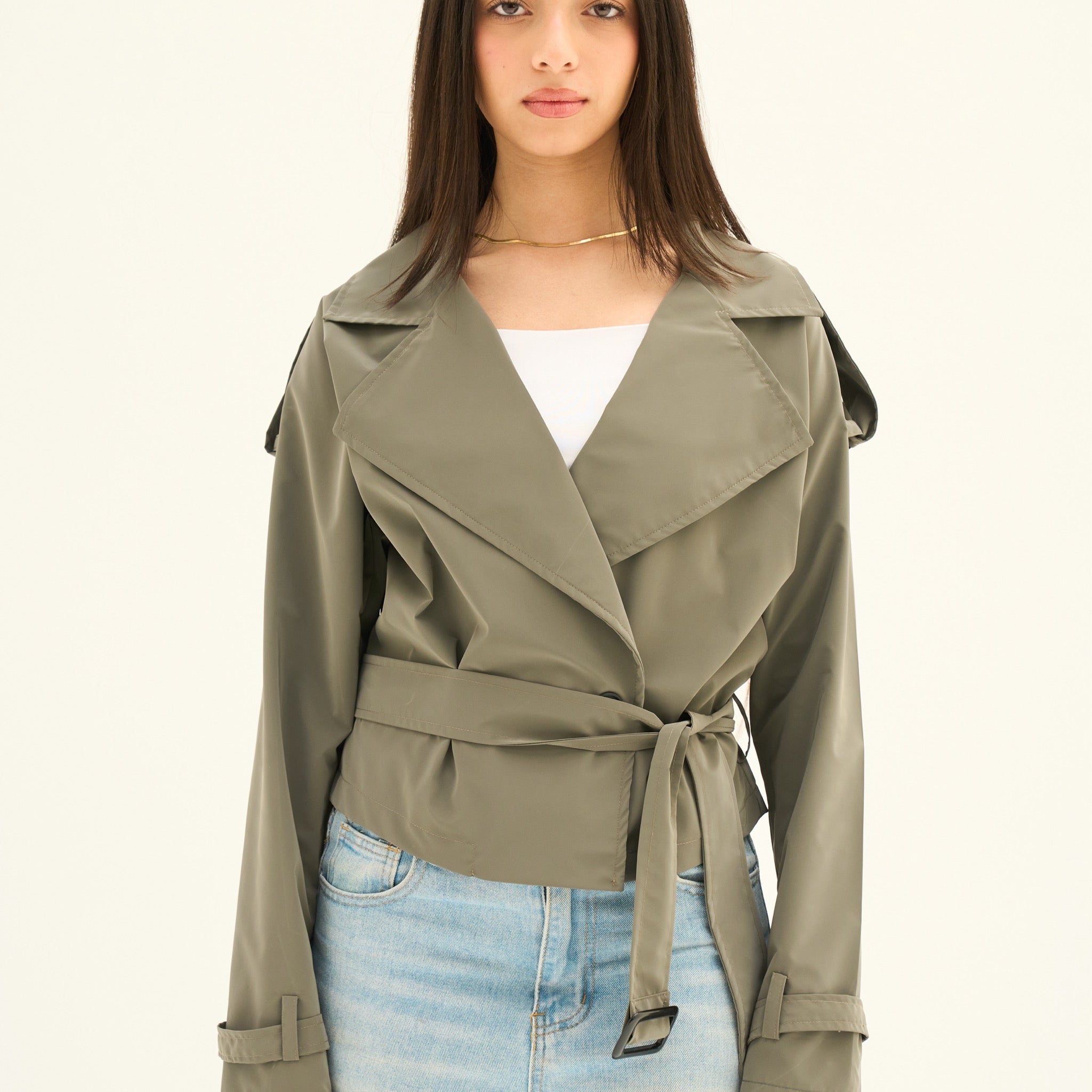 Olive Mini Trench Jacket (Pre-Order)