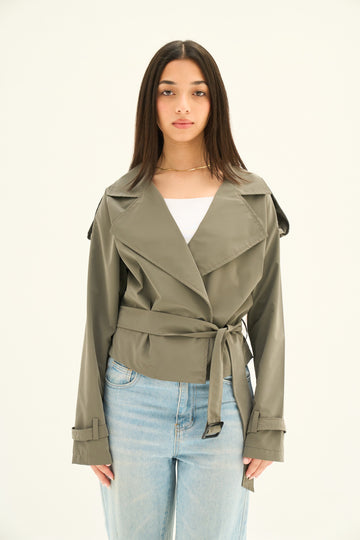 Olive Mini Trench Jacket (Pre-Order)