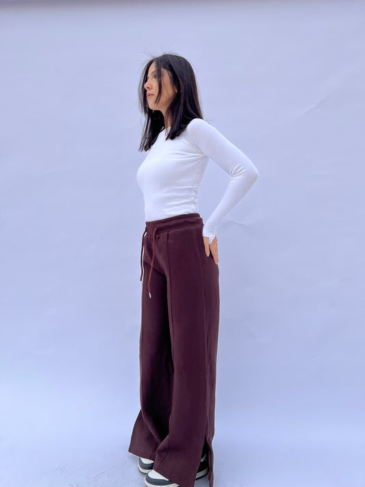 Brown Casual Flow Pants