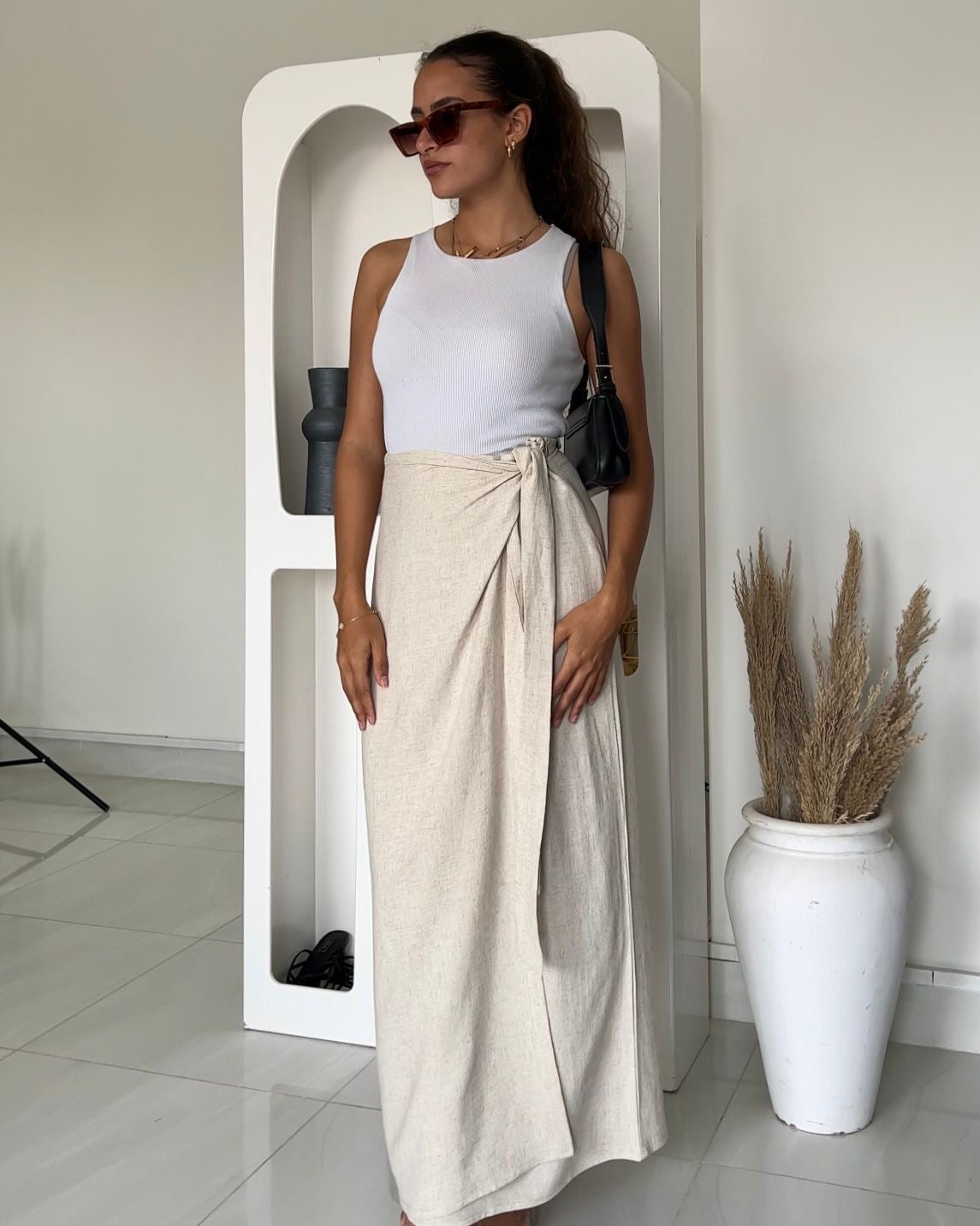 Coconut Beige Wrapped Skirt