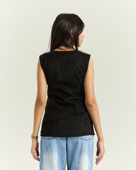 Suede Black Vest