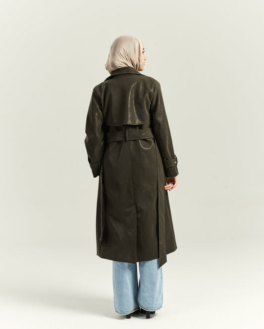 Timeless Green Smoke Trench Coat